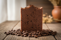 Handmade coffee soap standing vertically